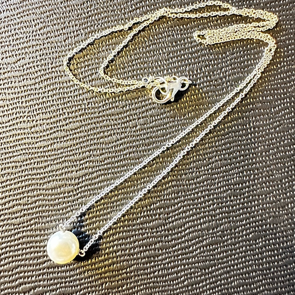Dogeared Silver Necklace with Pearl Charm